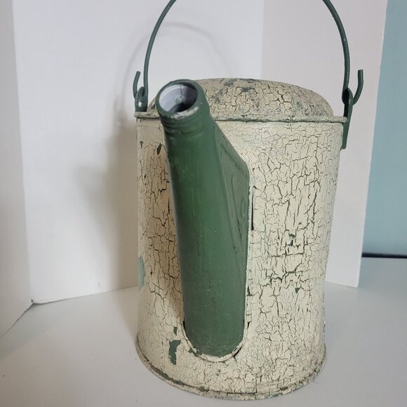 Vintage Large Galvanized Metal Watering Can with Rustic Crackle Finish & Two Han - Picture 4 of 6